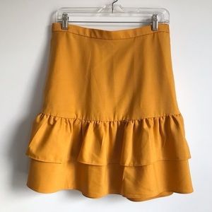 FIRM PRICE J. Crew Ruffle Skirt Tiered Wool Mustard Yellow Size 10 Tall
